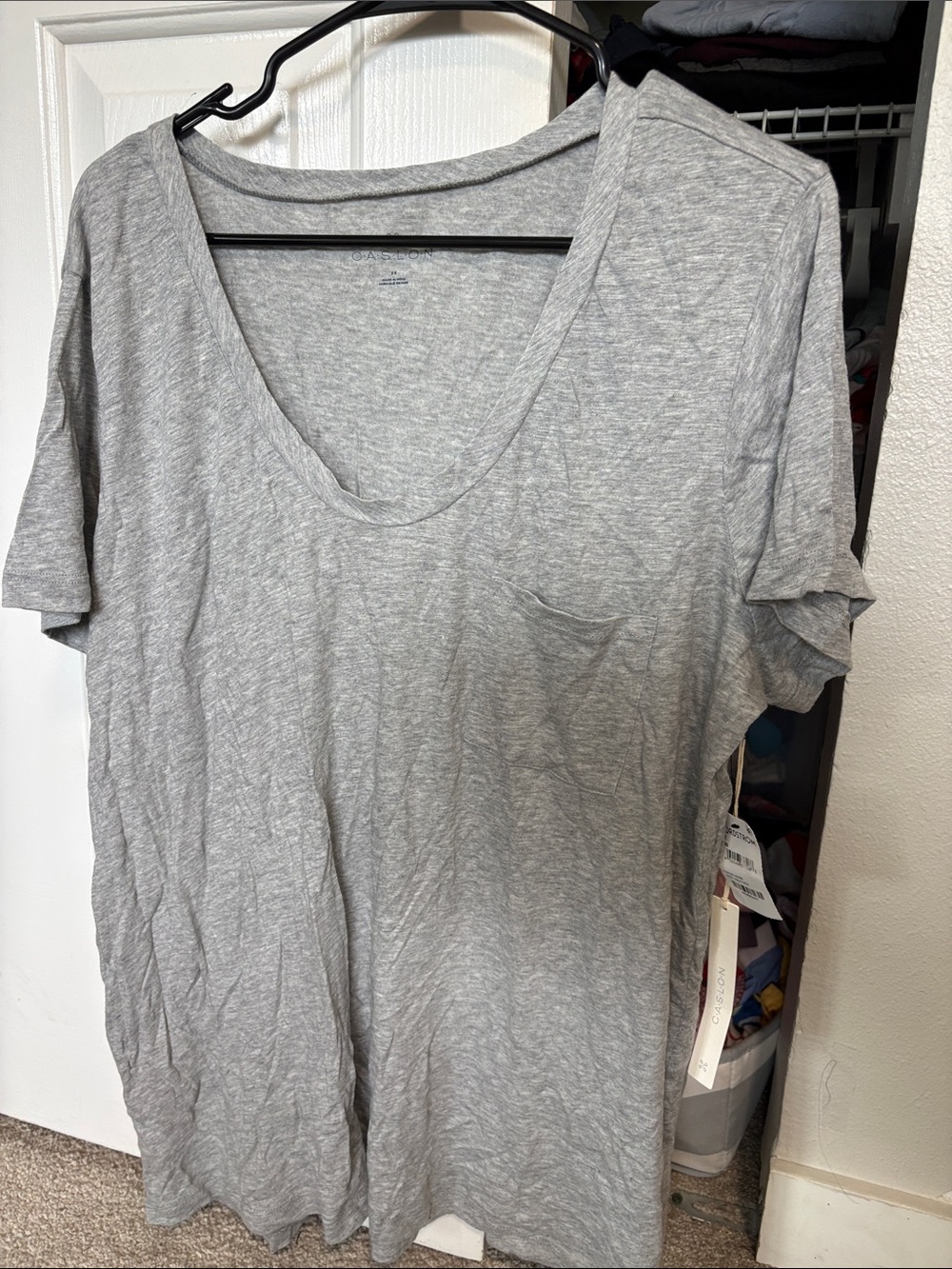 Caslon Heather Gray V-Neck Pocket Tee